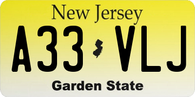 NJ license plate A33VLJ