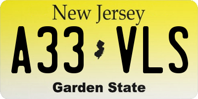 NJ license plate A33VLS