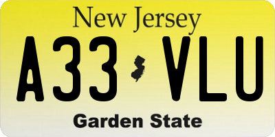 NJ license plate A33VLU