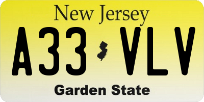 NJ license plate A33VLV