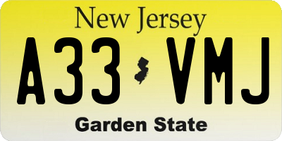 NJ license plate A33VMJ