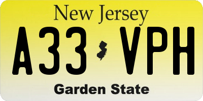 NJ license plate A33VPH