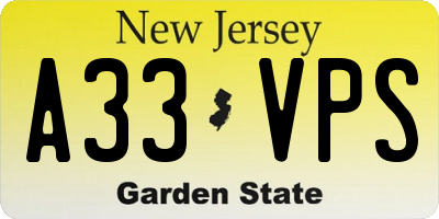 NJ license plate A33VPS