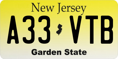 NJ license plate A33VTB