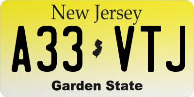 NJ license plate A33VTJ