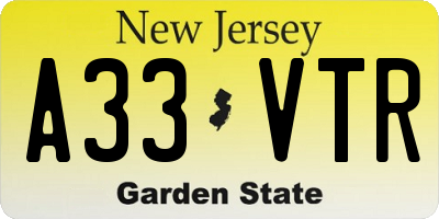 NJ license plate A33VTR