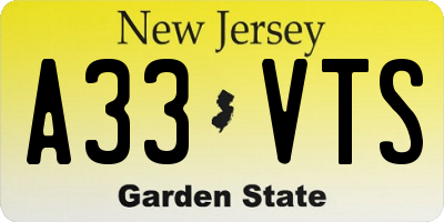 NJ license plate A33VTS