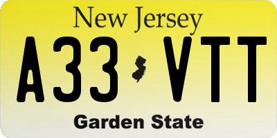 NJ license plate A33VTT
