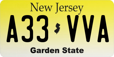 NJ license plate A33VVA