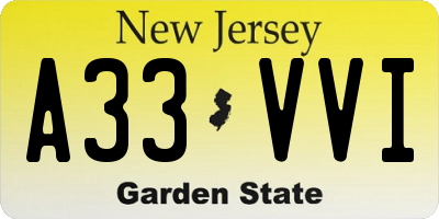 NJ license plate A33VVI