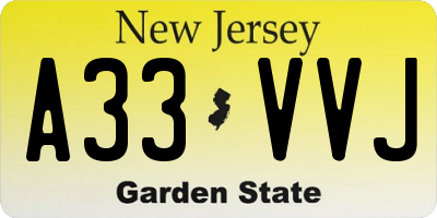 NJ license plate A33VVJ