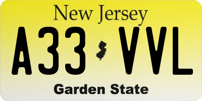 NJ license plate A33VVL