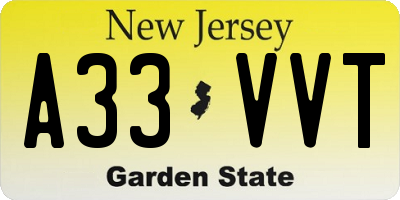 NJ license plate A33VVT