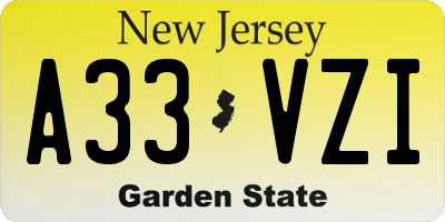 NJ license plate A33VZI
