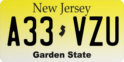NJ license plate A33VZU