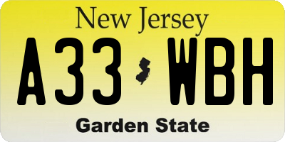 NJ license plate A33WBH