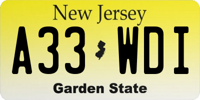 NJ license plate A33WDI