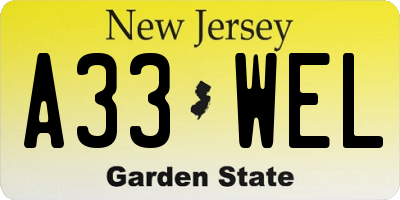 NJ license plate A33WEL