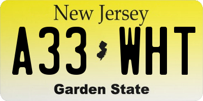 NJ license plate A33WHT