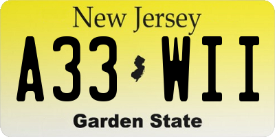 NJ license plate A33WII