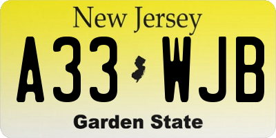 NJ license plate A33WJB