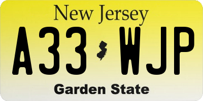 NJ license plate A33WJP