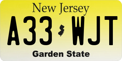 NJ license plate A33WJT