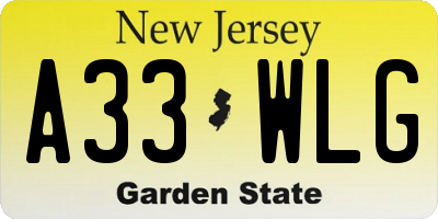 NJ license plate A33WLG