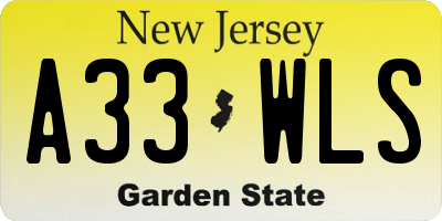 NJ license plate A33WLS