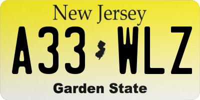 NJ license plate A33WLZ