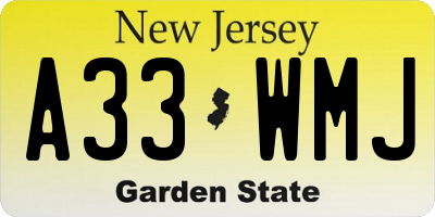 NJ license plate A33WMJ