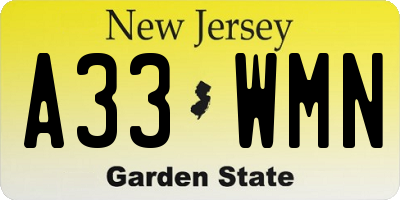 NJ license plate A33WMN