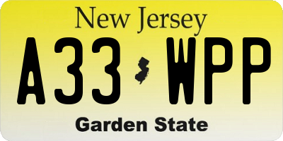 NJ license plate A33WPP