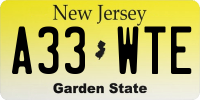NJ license plate A33WTE