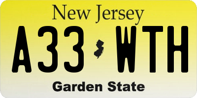 NJ license plate A33WTH