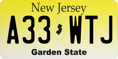 NJ license plate A33WTJ