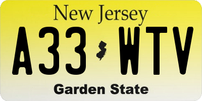 NJ license plate A33WTV