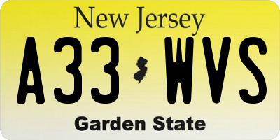 NJ license plate A33WVS