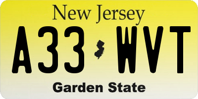 NJ license plate A33WVT