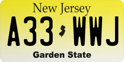 NJ license plate A33WWJ