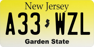 NJ license plate A33WZL