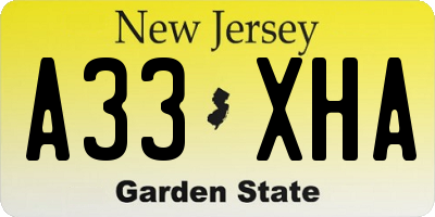 NJ license plate A33XHA