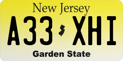 NJ license plate A33XHI