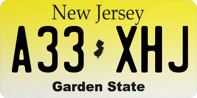NJ license plate A33XHJ
