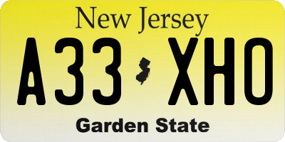 NJ license plate A33XHO