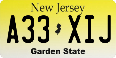 NJ license plate A33XIJ