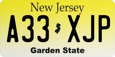 NJ license plate A33XJP