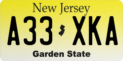 NJ license plate A33XKA