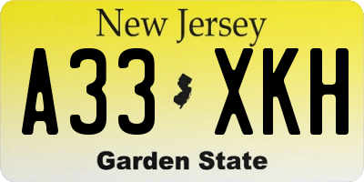 NJ license plate A33XKH