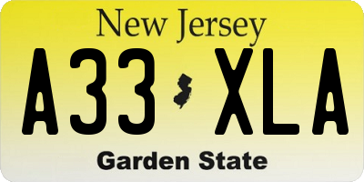 NJ license plate A33XLA
